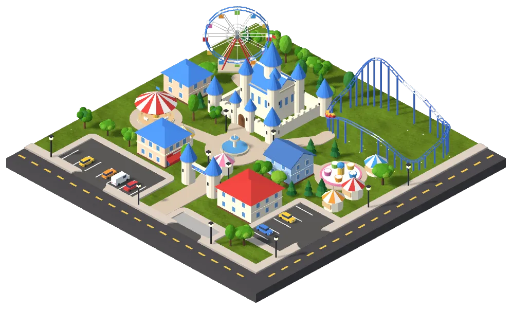 Isometric illustration of the Dreamland Park Prosperity